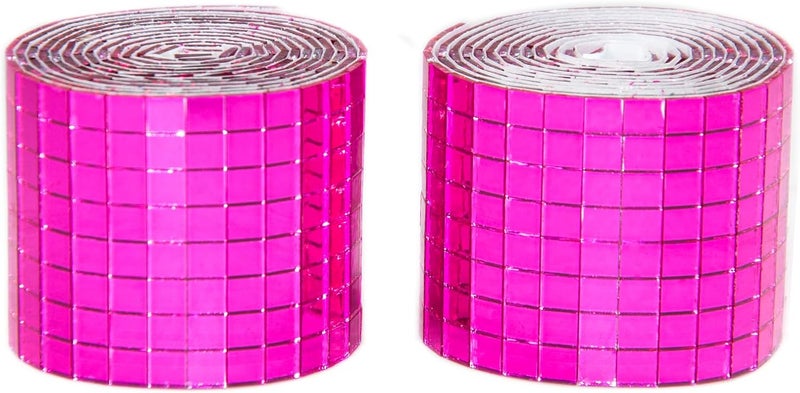 Giftmeet Self Adhesive Disco Ball Tiles, 3200 Pieces Rose Red Mirror Mosaic Tiles, 5 x 5 mm Glass, Modern Contemporary Style, Multi-Surface, Roll, 2 Rolls (Rose Red) - Image 1